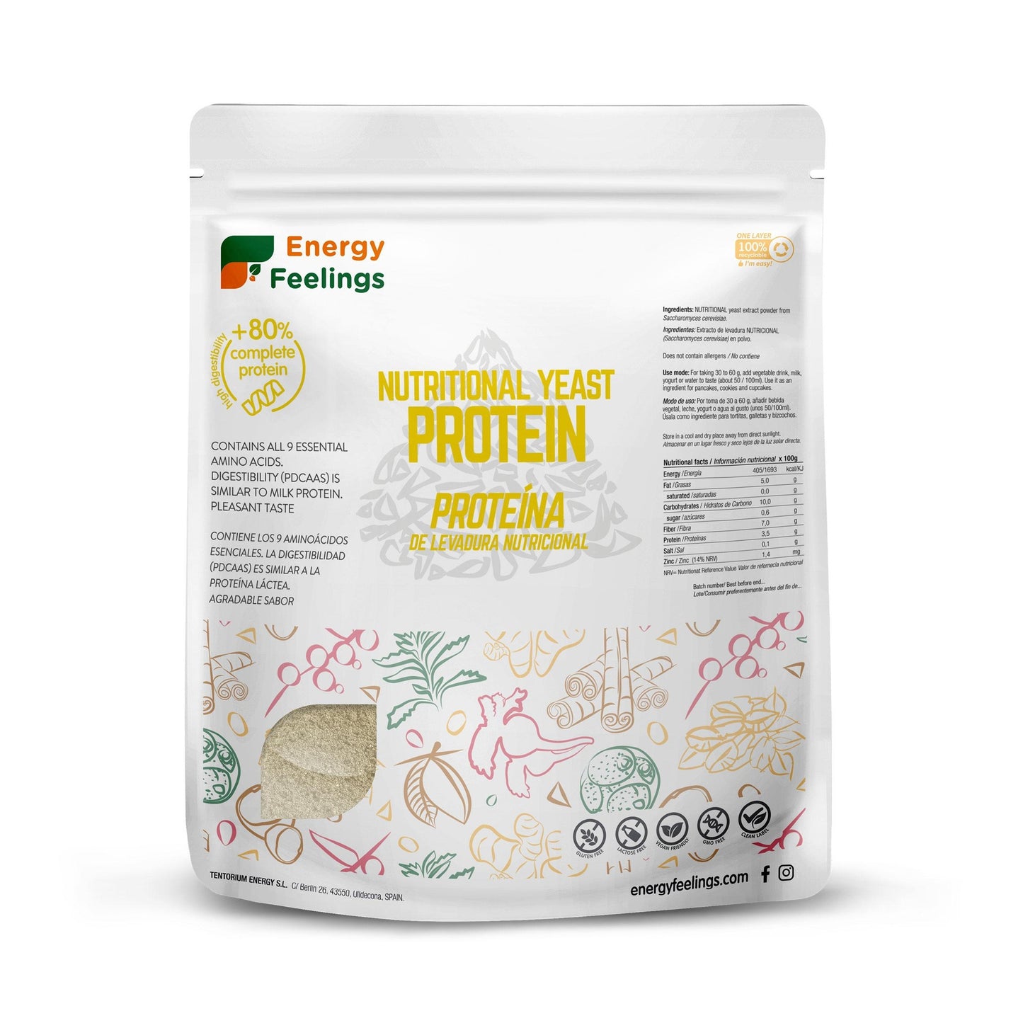 Protéines de levure nutritionnelle 84 % Energy feelings 1 kg