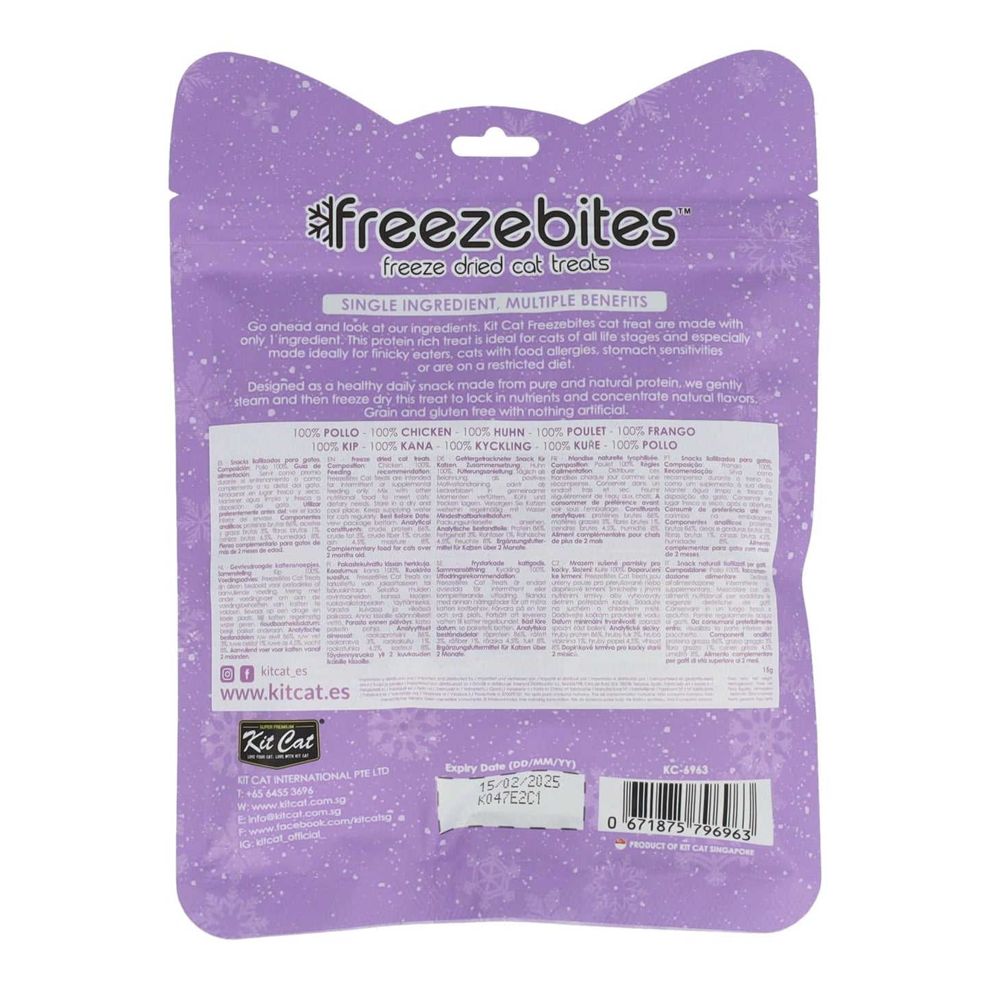 Cat FreezeBites Kit - Chicken 15 g Natural freeze-dried snack for cats