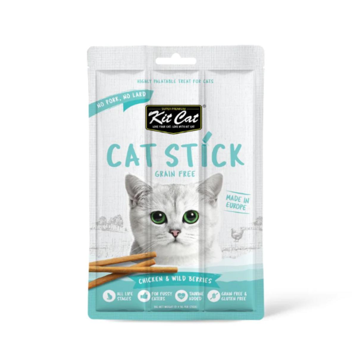 Zestaw Cat Stick - kurczak i dzikie jagody 15 g Półwilgotna przekąska dla kotów