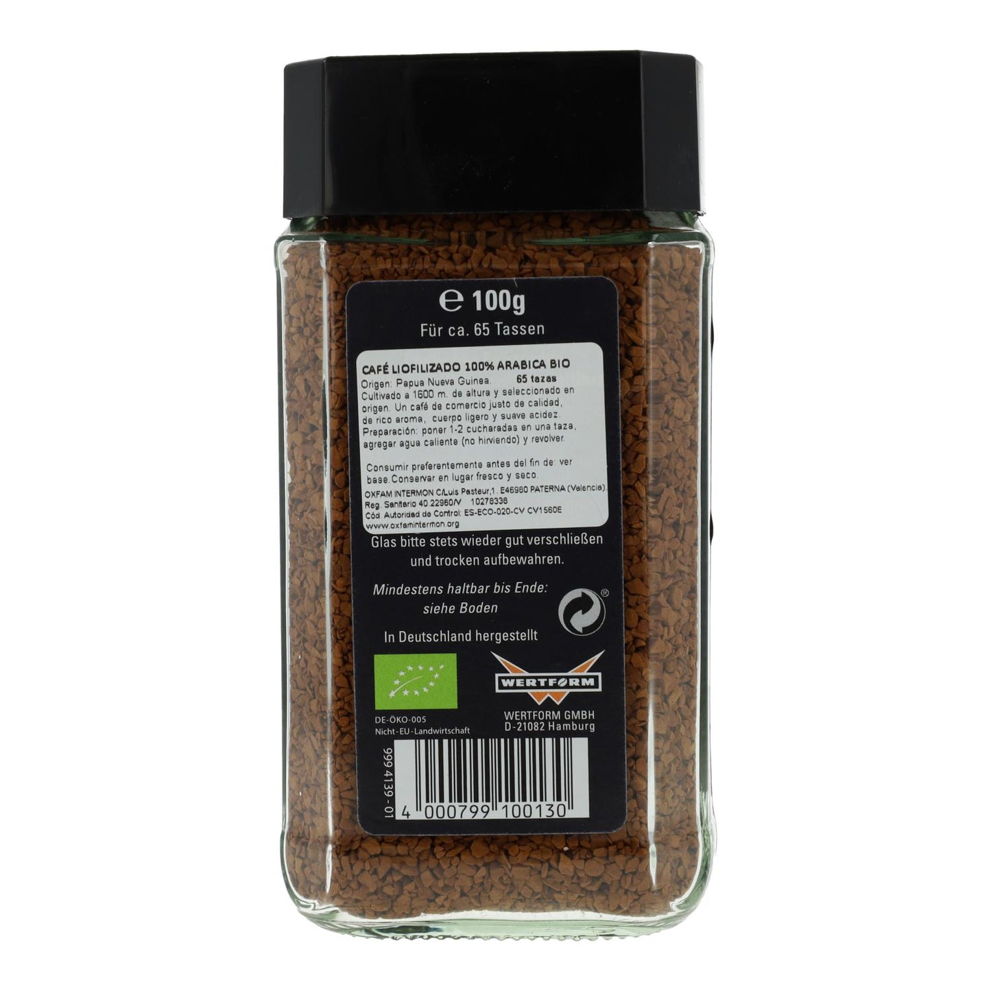 Café équitable lyophilisé Arabica BIO Mount Hagen 100 g