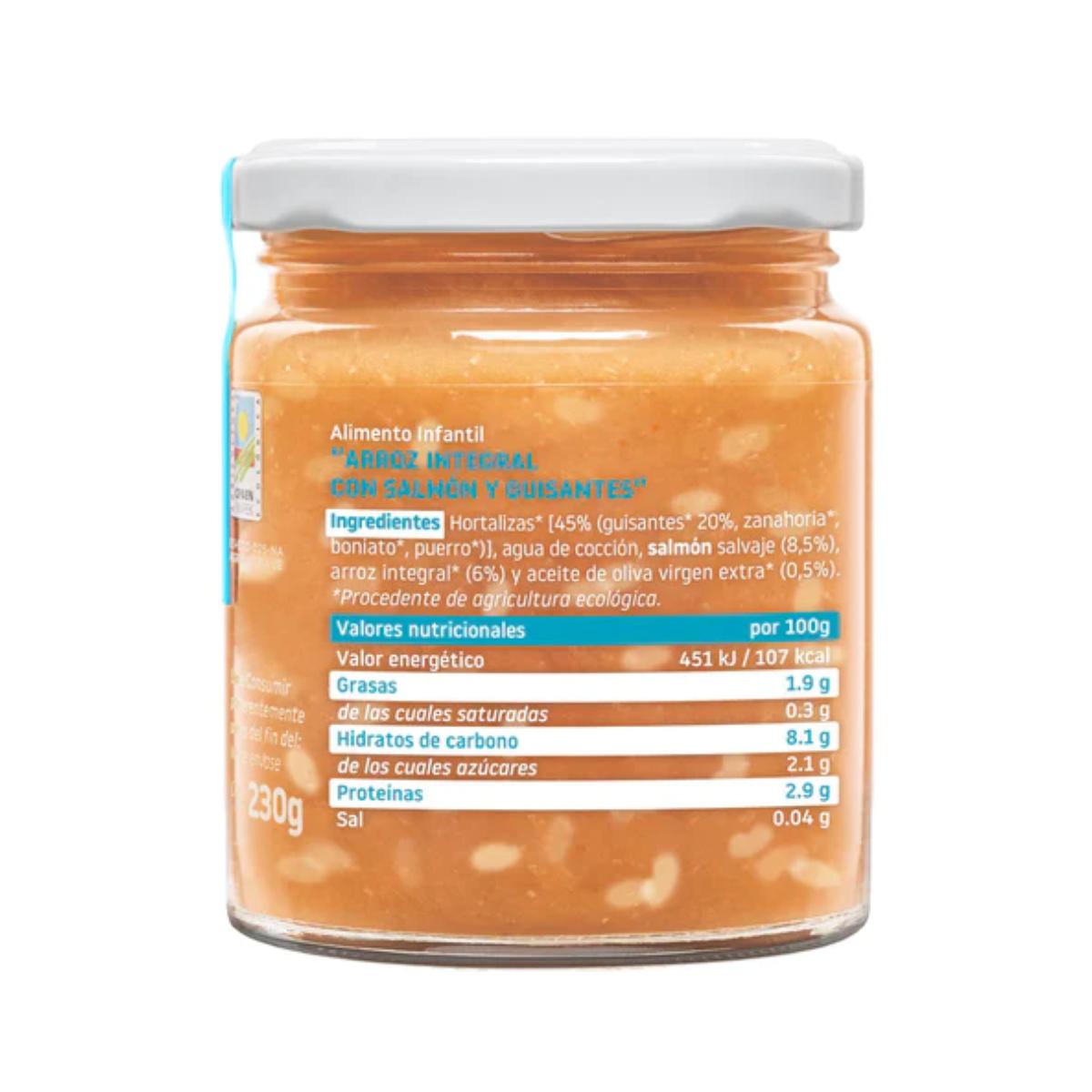 Zestaw 3x słoiczek brązowego ryżu z łososiem i groszkiem ECO CA CHI TOS 230 g, Smileat