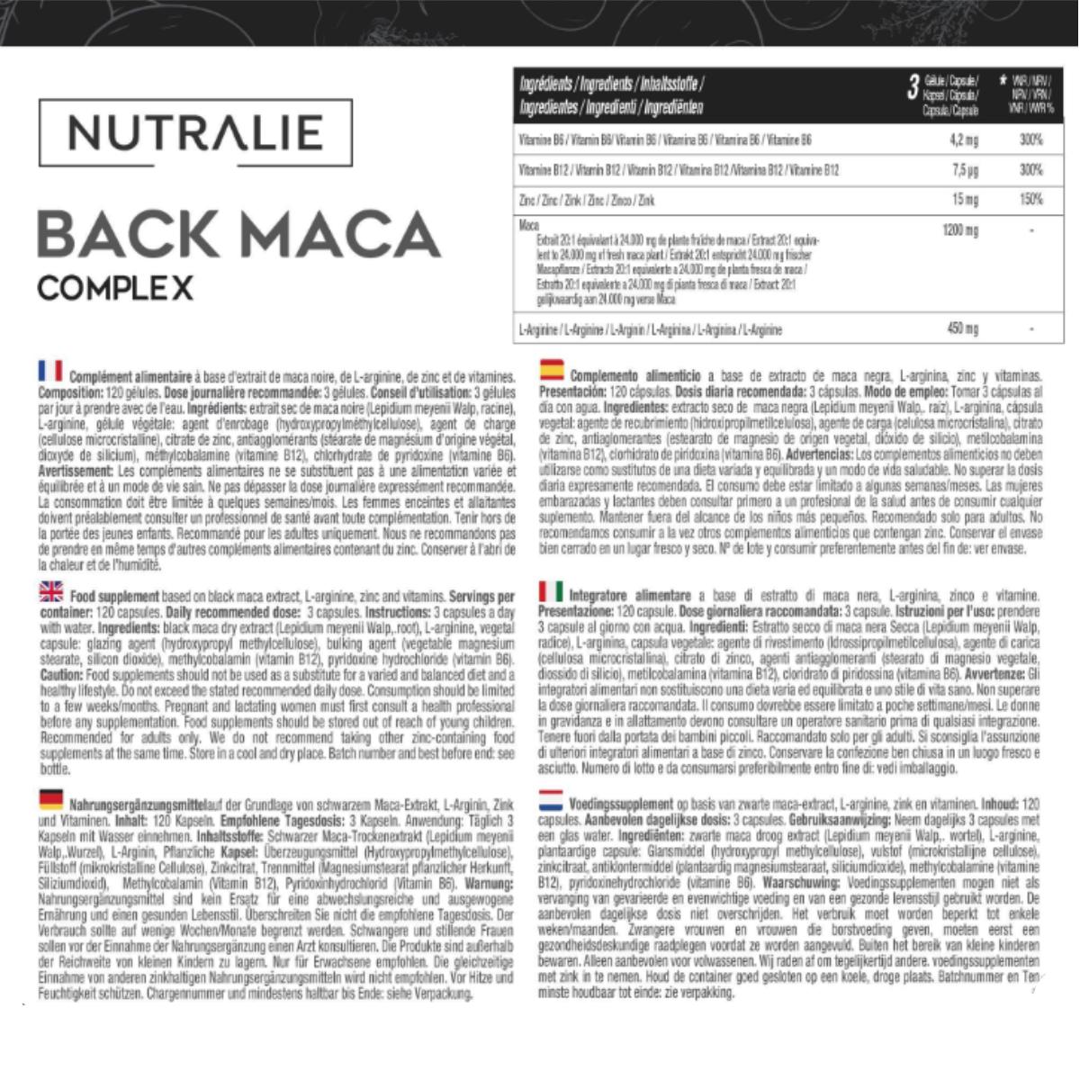 Nutralie Andean Black Maca Complex + Vitamins B6 + B12, 120 capsules