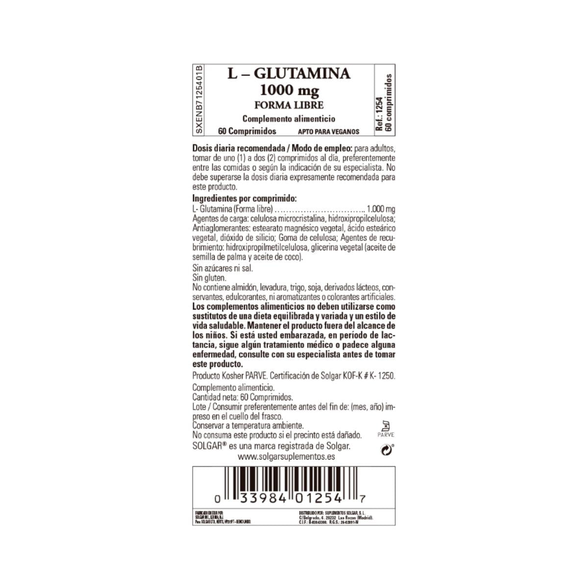 L-Glutammina, 60 compresse da 1000 mg
