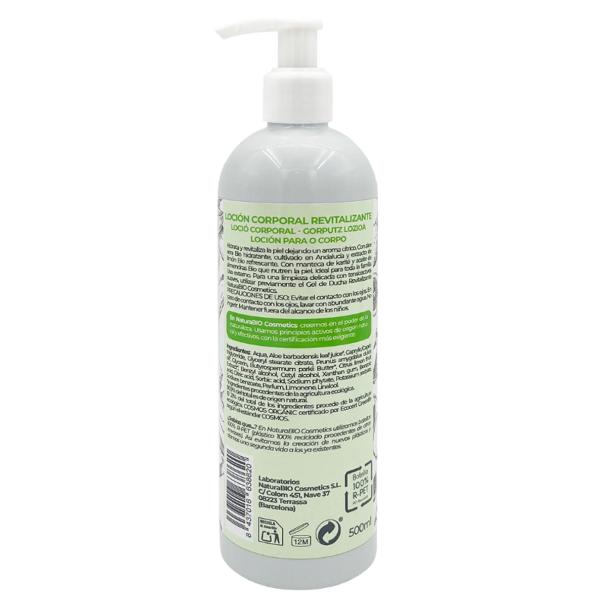 Revitaliserande kroppslotion med citron och aloe vera Naturabio 500 ml