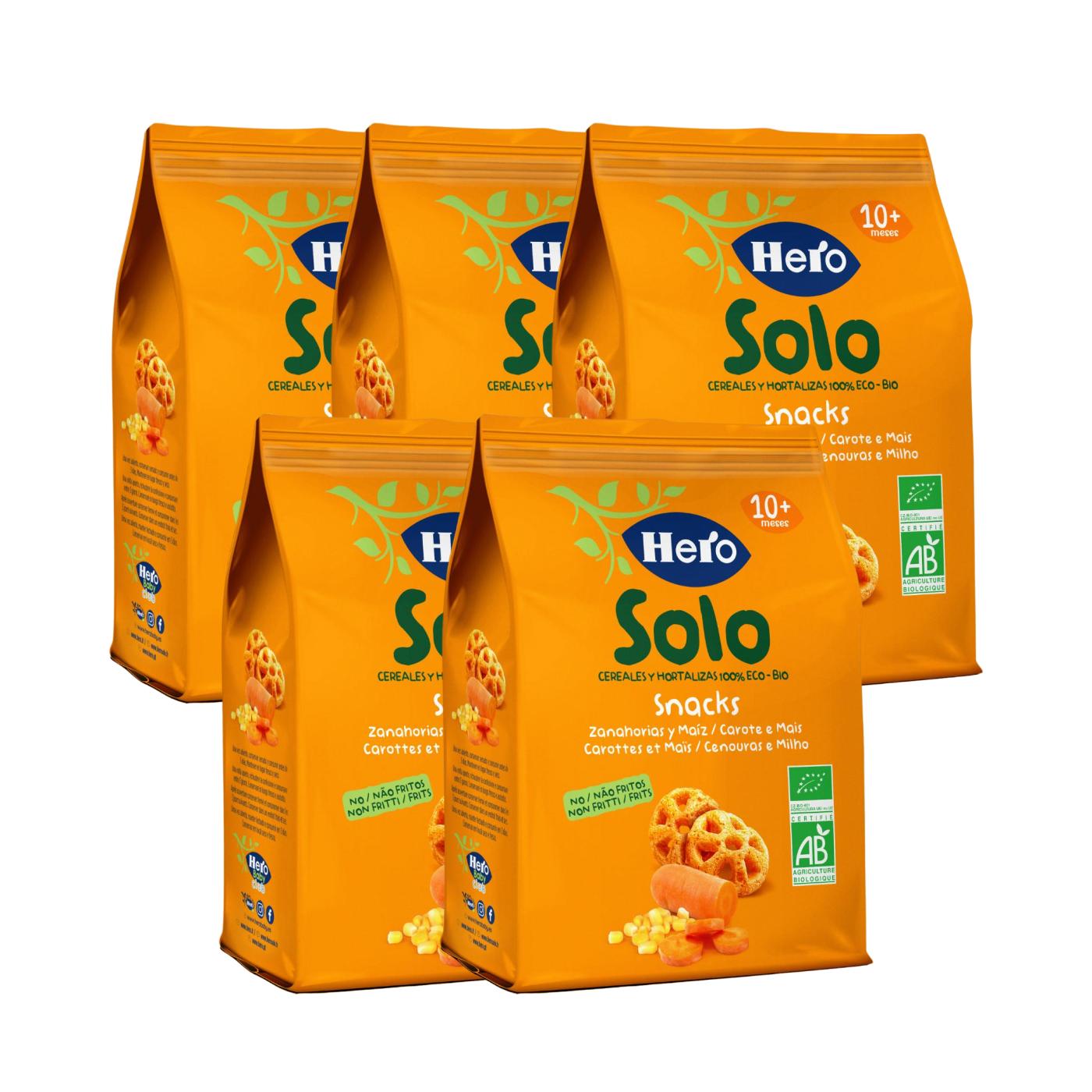 Pakket x5 Snacks van wortelen en maïs Eco 40 g-Hero Solo
