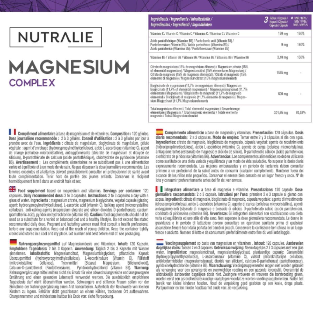 Nutralie Magnesium with Bisglycinate and Citrate 120 capsules