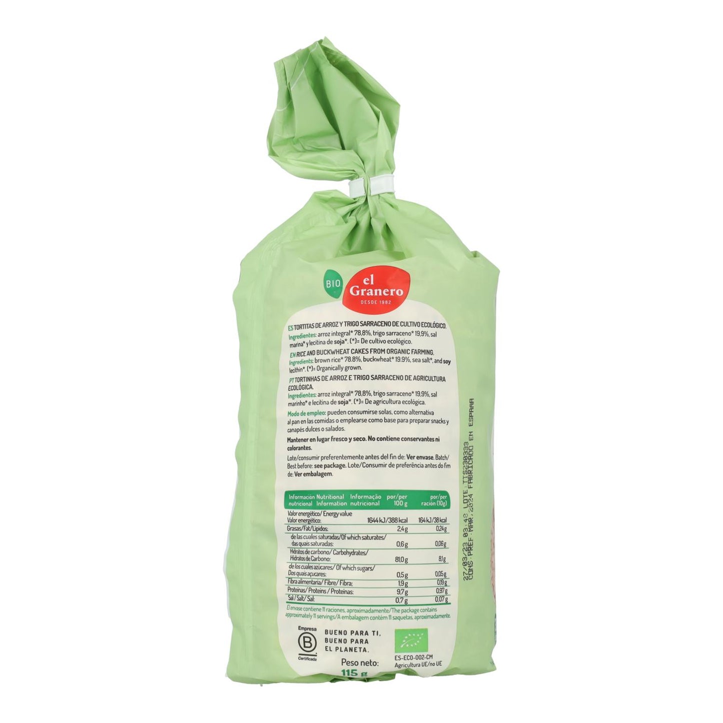 Ris- och bovetepannkakor El Granero, 100 g