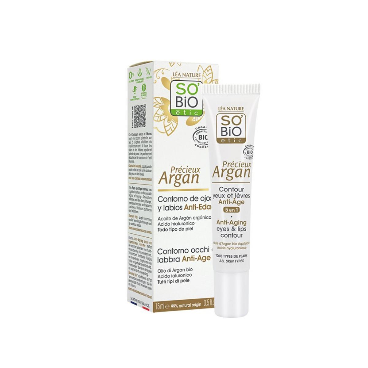 Anti-aging ögon- och läppkontur med hyaluronsyra och arganolja BIO SO'BIO étic 15 ml