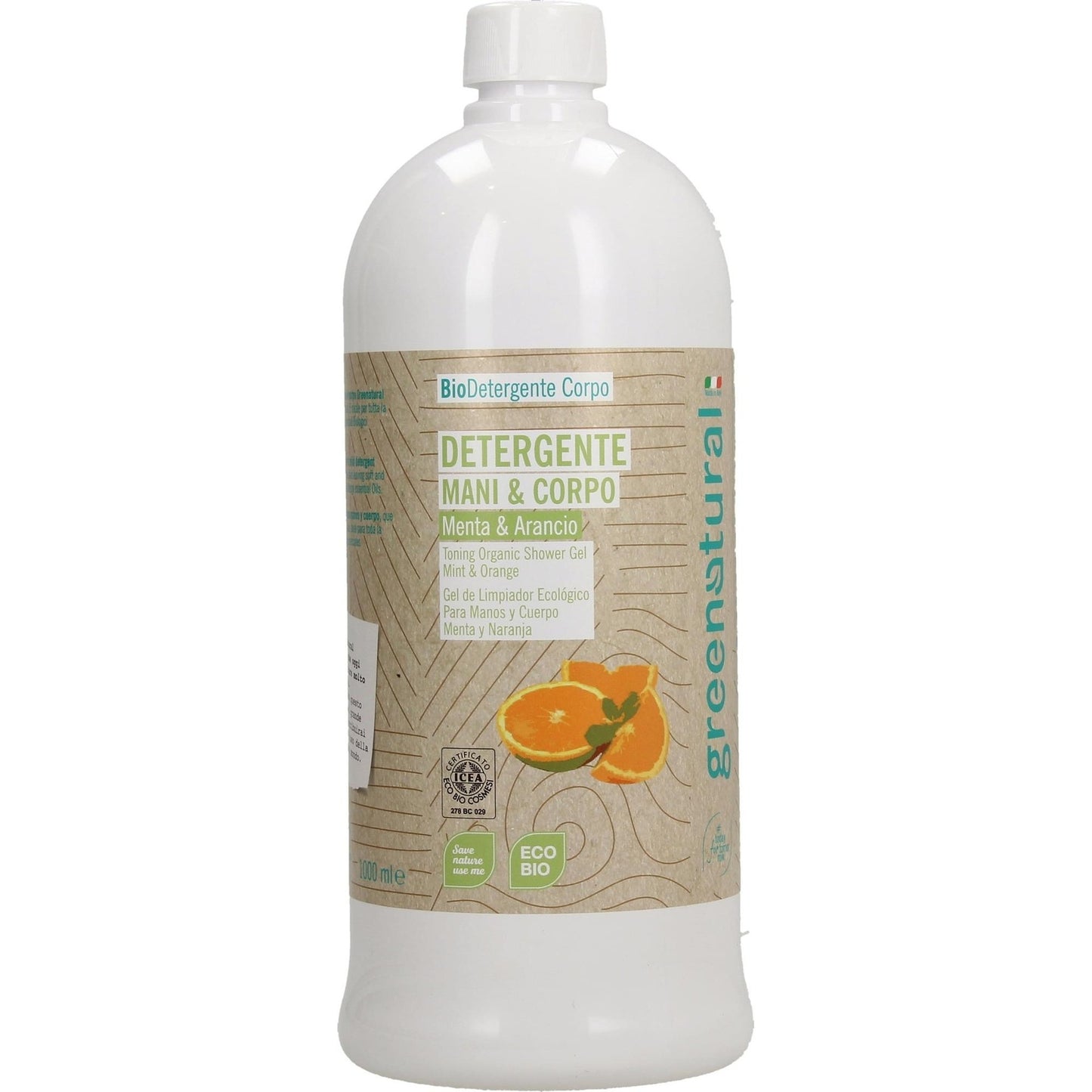 Greenatural mint and orange liquid hand and body soap 1 L