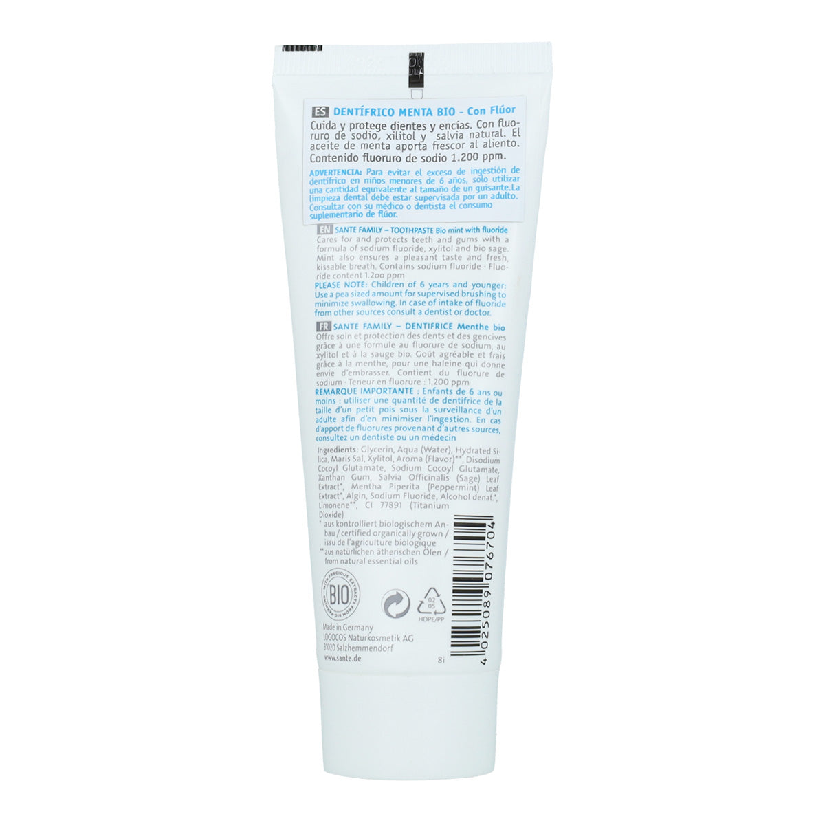 Sante mint toothpaste with fluoride 75 ml