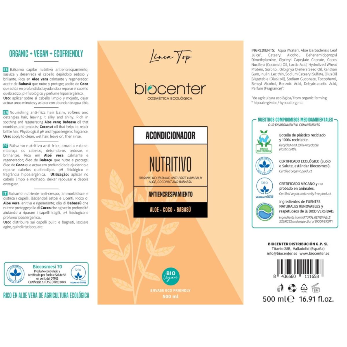 Top Après-shampoing BIO nourrissant anti-frisottis Biocenter 500 ml