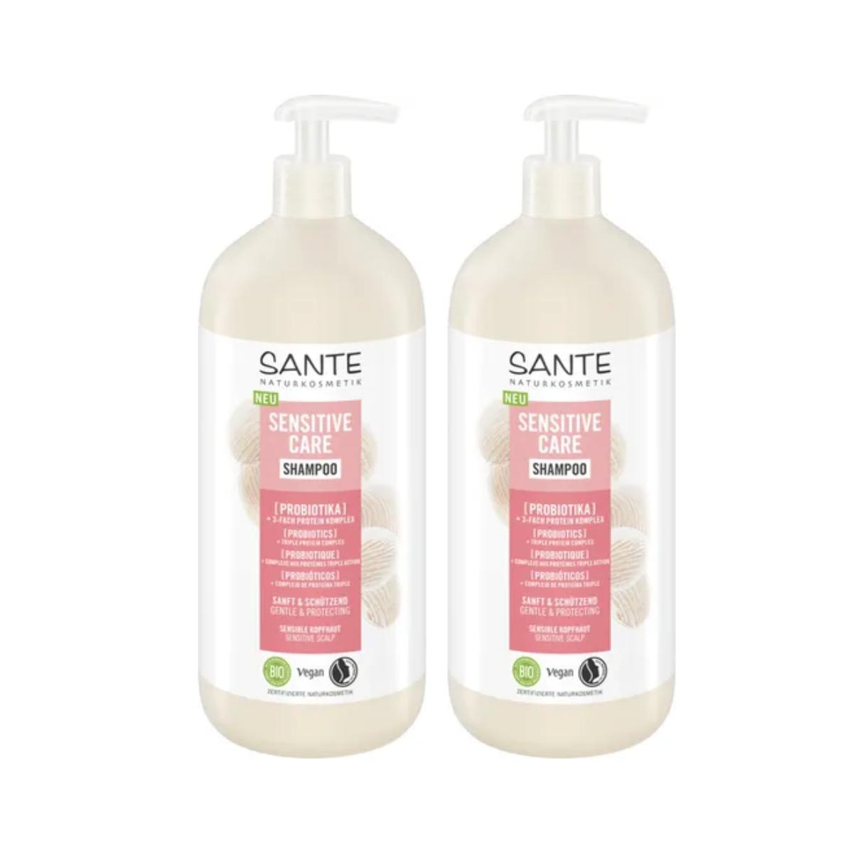 2-pack schampo för känslig hud med probiotika Sante 950 ml