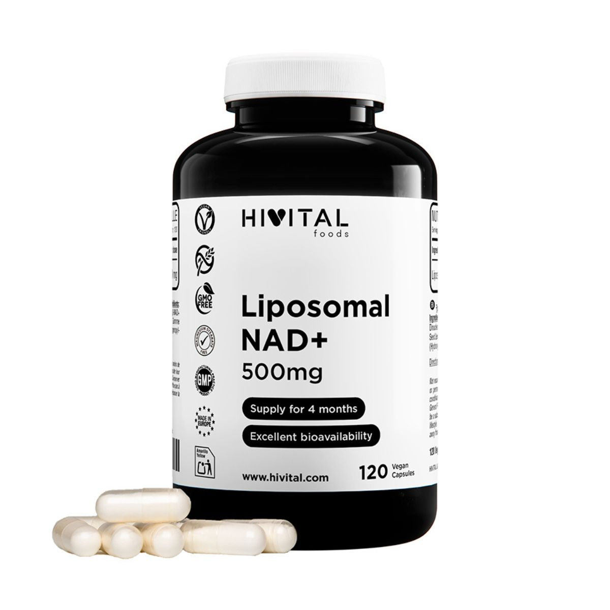 NAD+ Liposomal 500 mg Hivital 120 kapsułek wegańskich