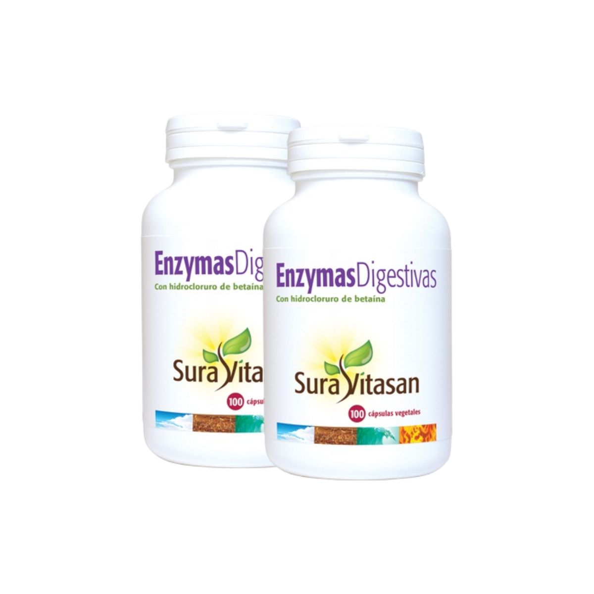 Confezione da 2 enzimi digestivi Sura Vitasan, 100 capsule