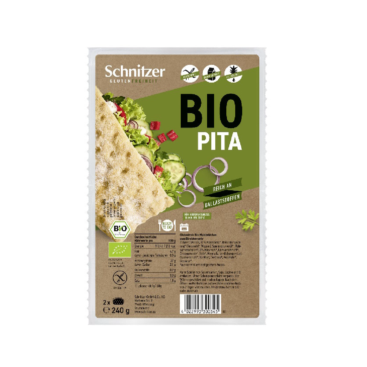 Chleb pita bio bezglutenowy Schnitzer 240 g