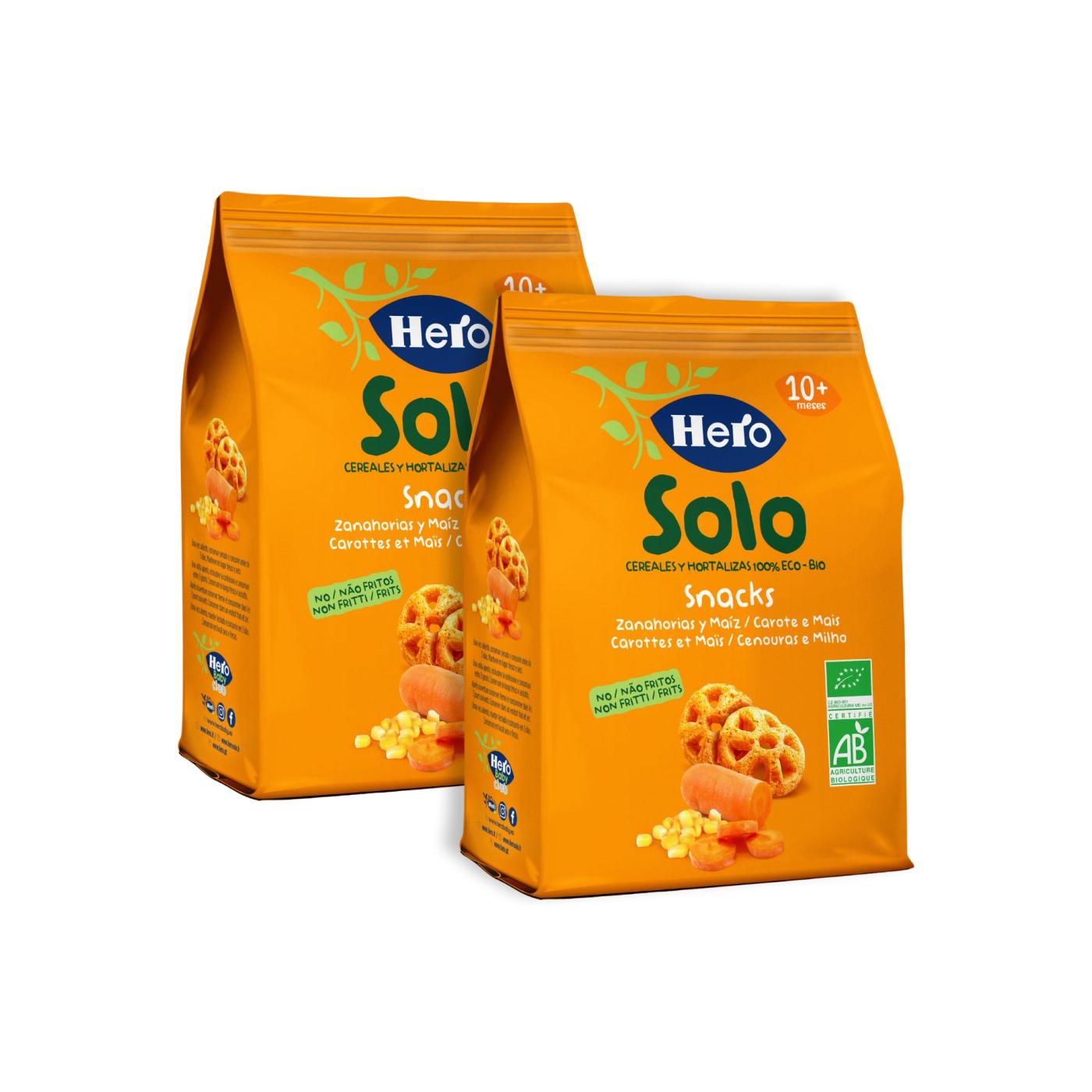 Promocyjny zestaw 2x przekąski z ekologicznej marchwi i kukurydzy 40 g - Hero Solo