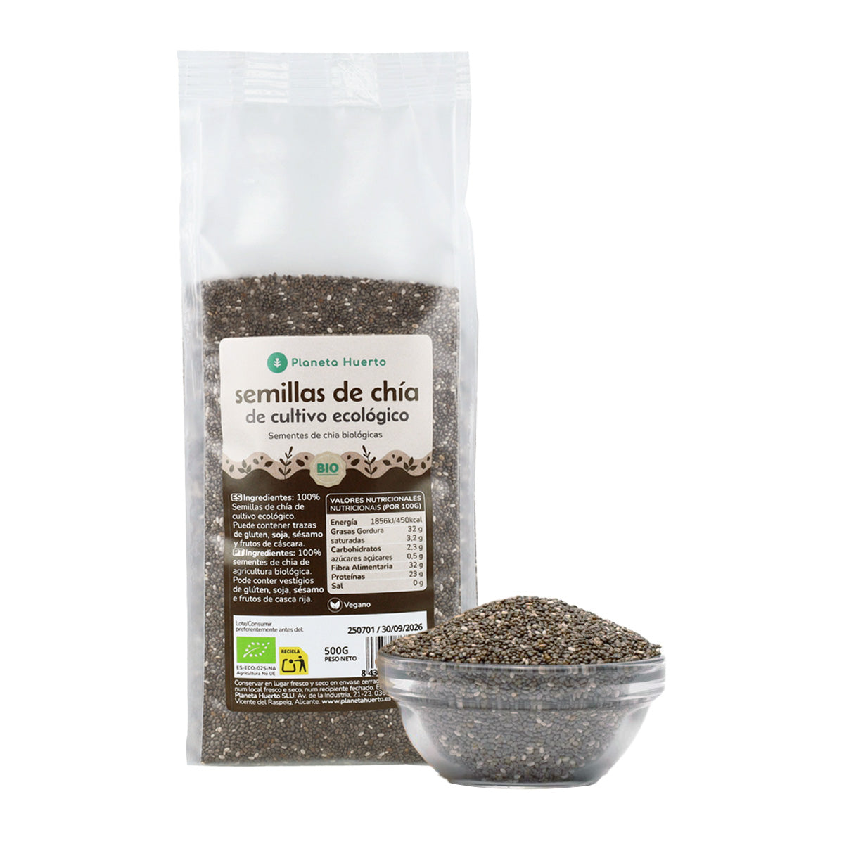 Förpackning 2x ECO Planet Garden ECO chiafrön 500 g