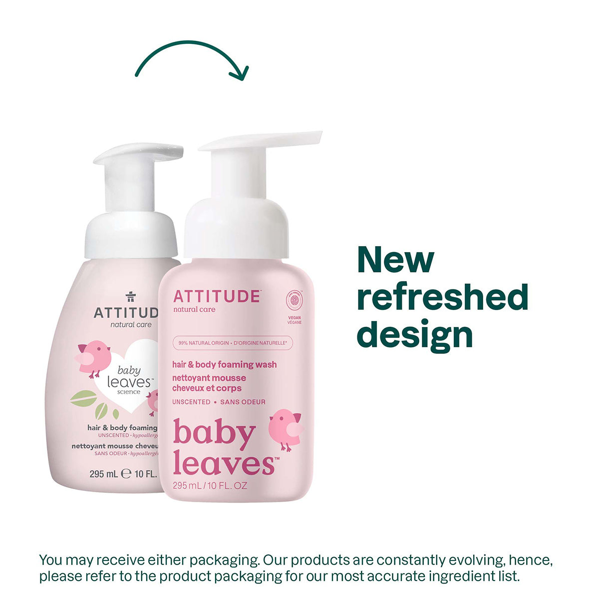 2-in-1-Schaumgel für Babys ohne Duftstoffe, Attitude, 295 ml