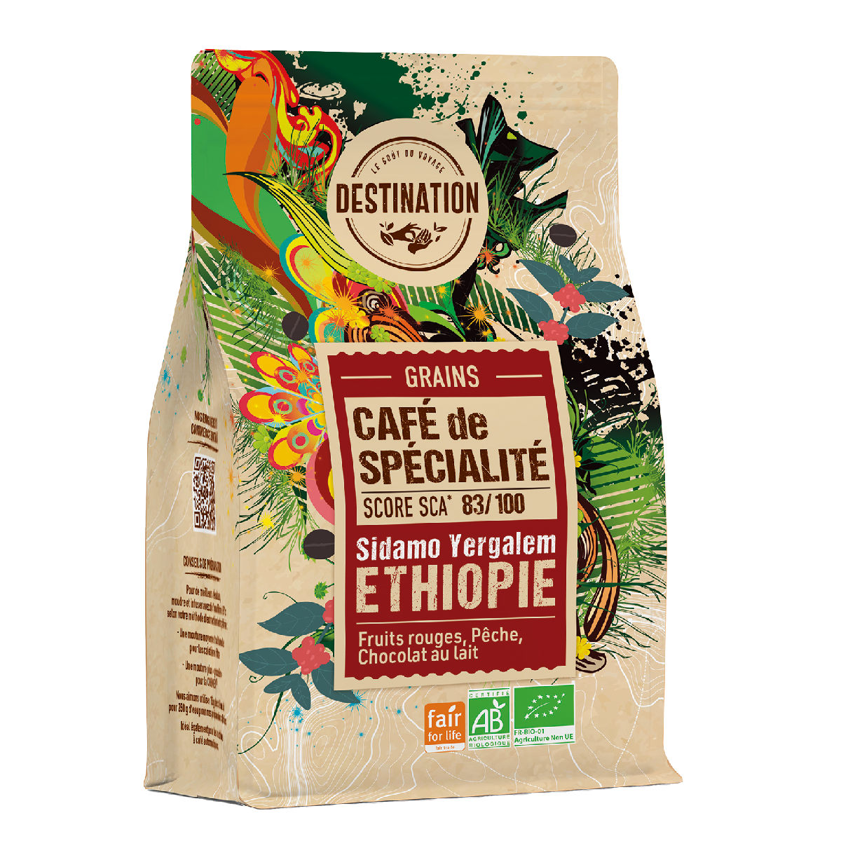 Café de spécialité en grains Éthiopie BIO Destination 180 g