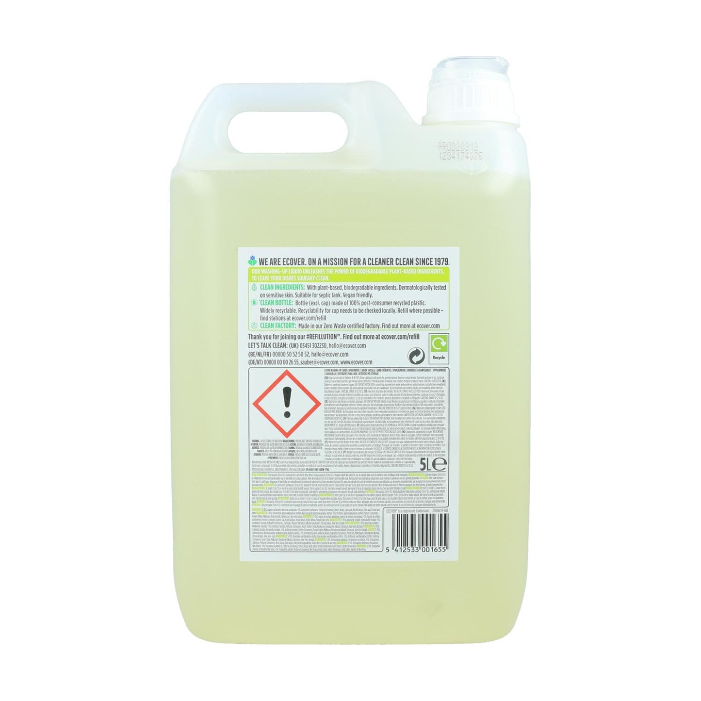 Ecover Lemon and Aloe Vera Dishwashing Liquid 5L