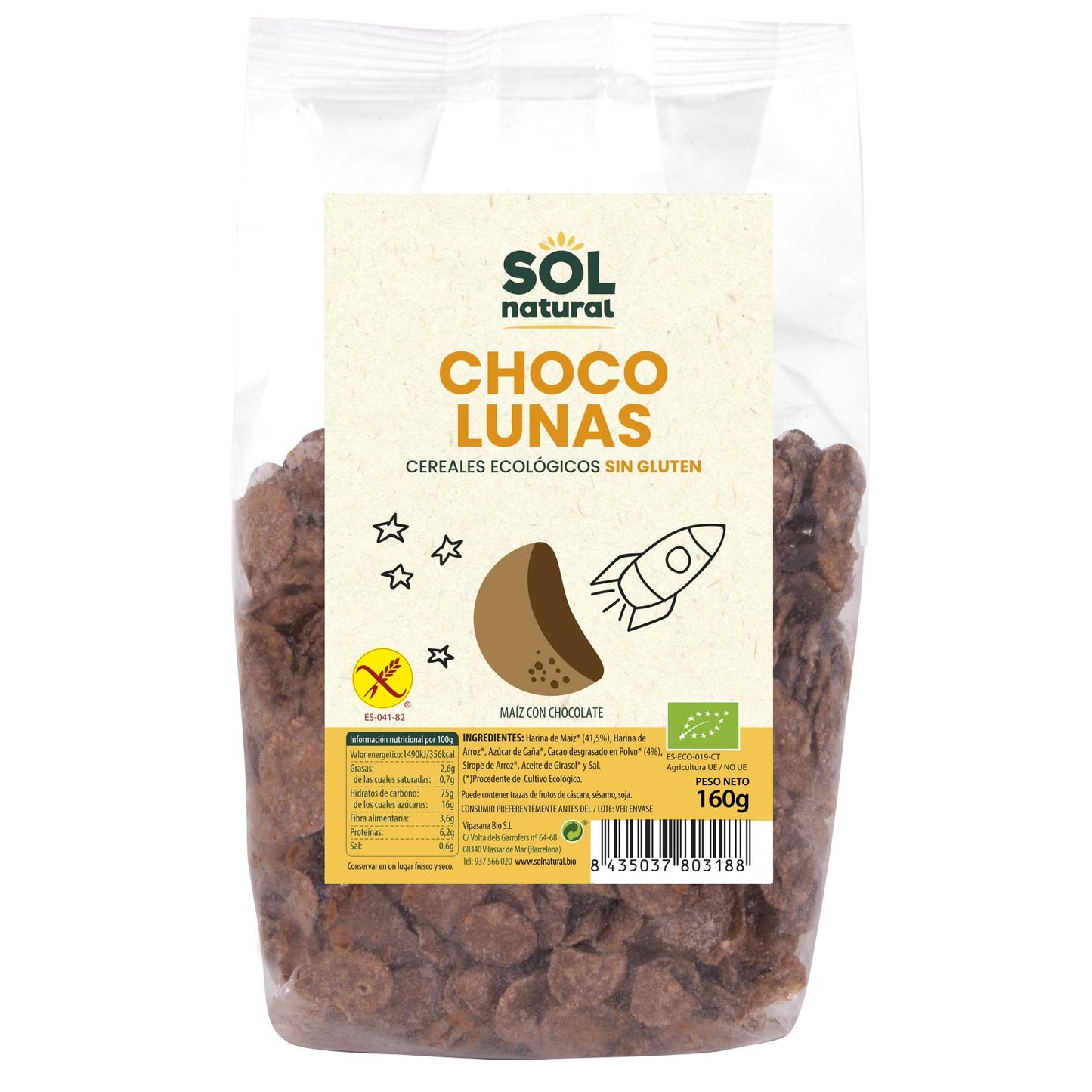 Cereali Choco Lunas senza glutine bio Sol Natural 160 g