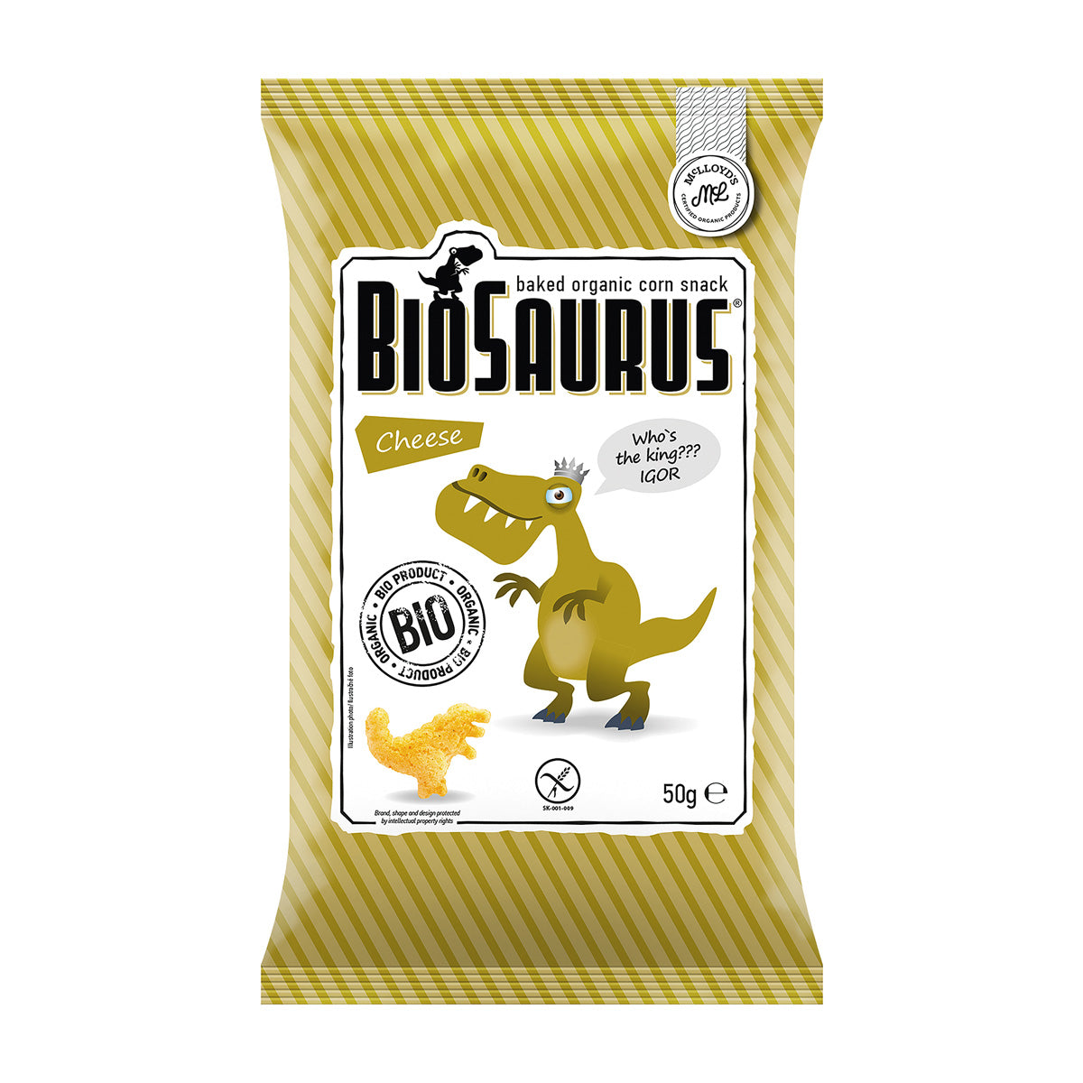 Organic Corn Snacks with Cheese, Biosaurus 50 g