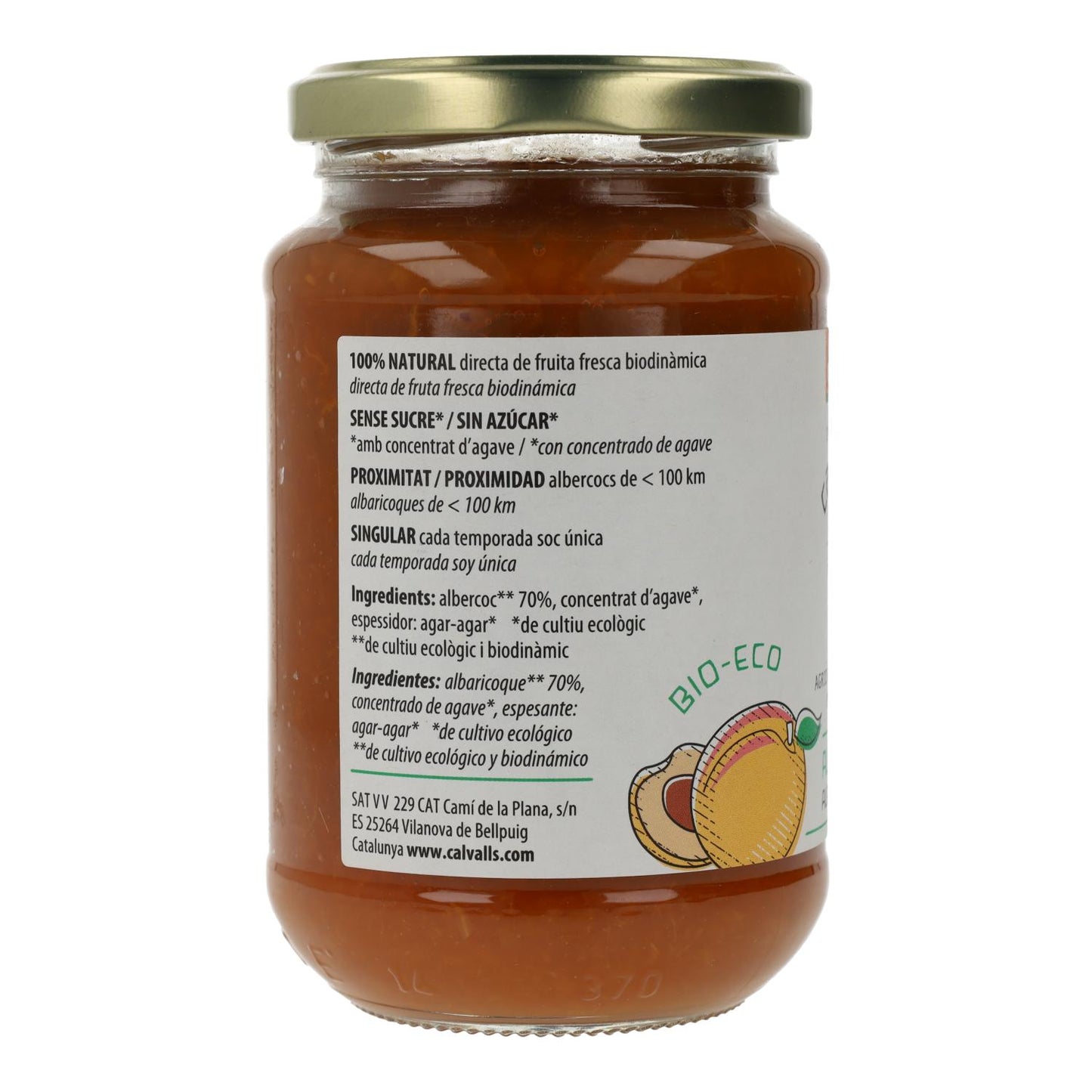 Eco/Demeter Cal Valls abrikozenjam 375 g