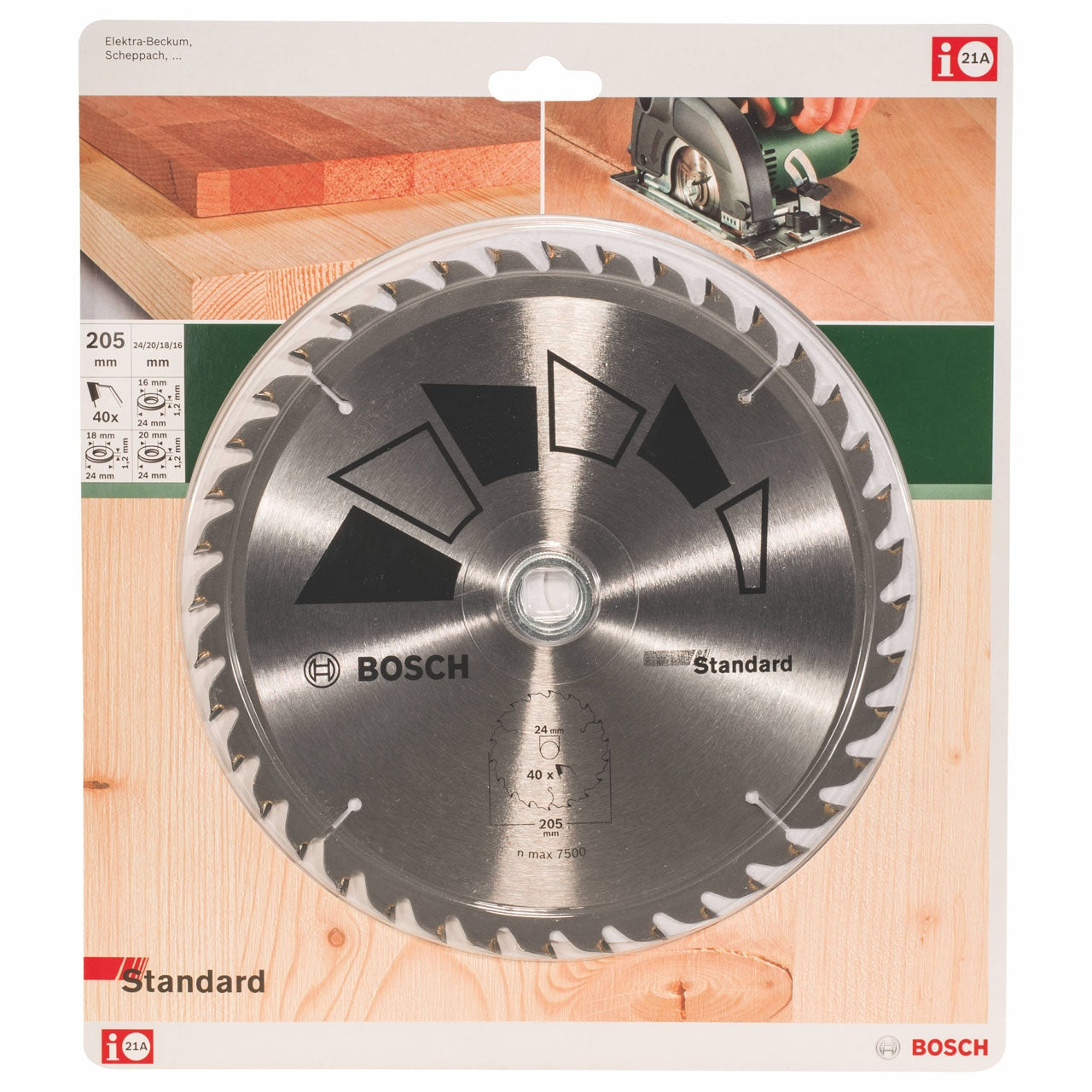 Bosch standard disc for circular saw 205 x 16/18/20/24 mm 40 teeth