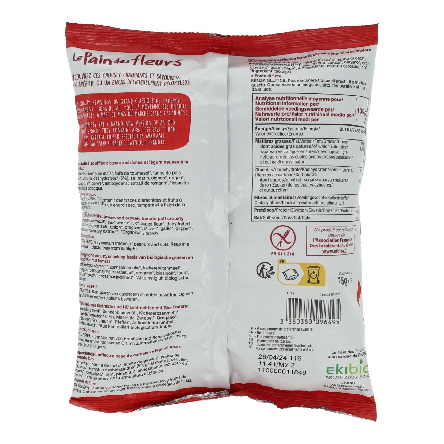 Crousty-hapjes met tomaat en oregano Le Pain des Fleurs 75 g