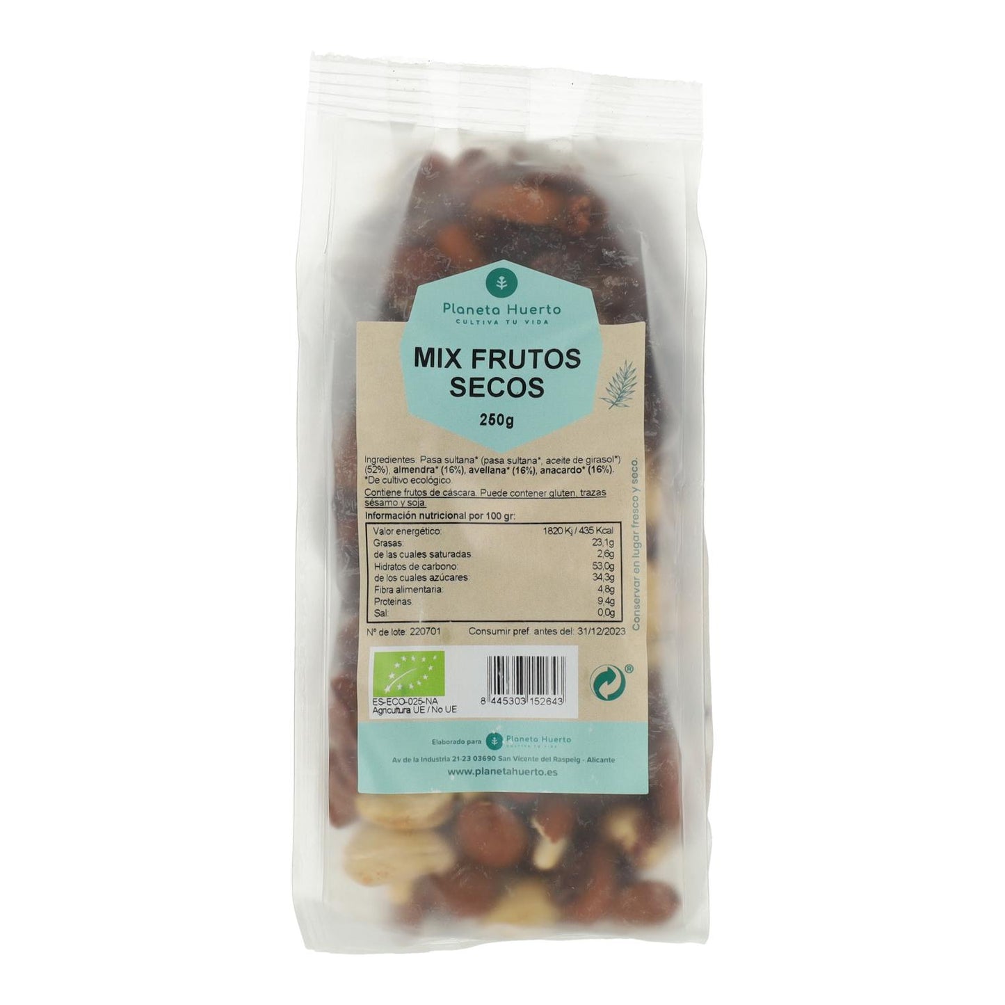 Mix av torkade frukter ECO Planeta Huerto 250 g