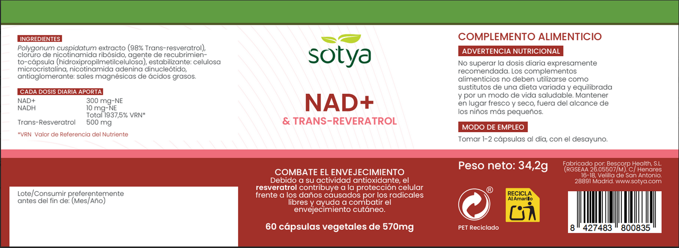 NAD Trans Resweratrol Sotya 60 kapsułek