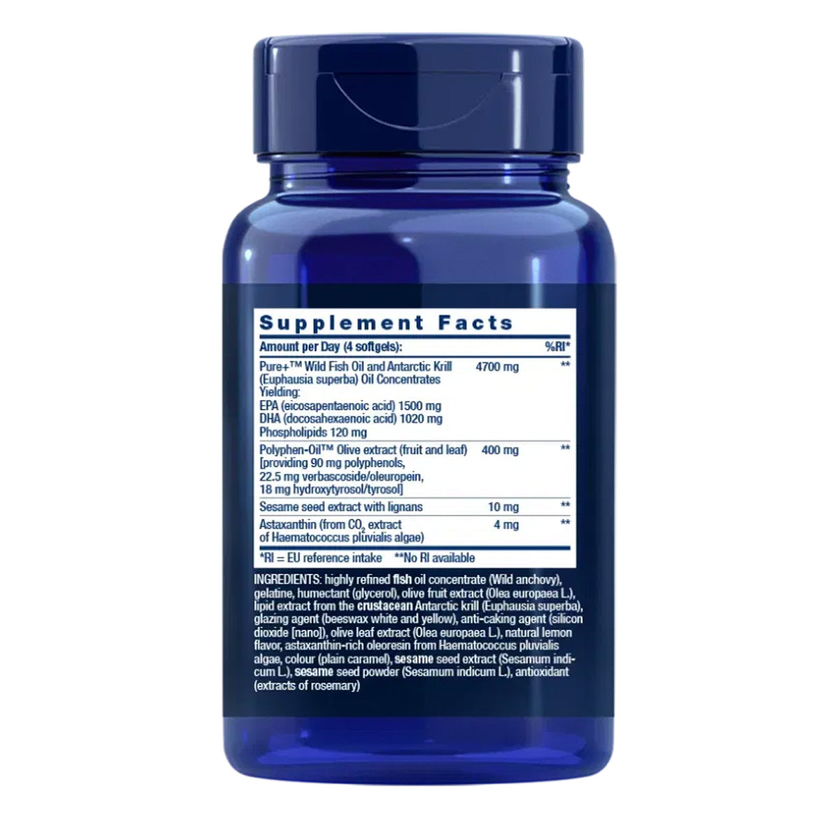 Super Omega-3 EPA/DHA Fish Oil Sesame Lignans & Olive Extract, Life Extension 120 softgels