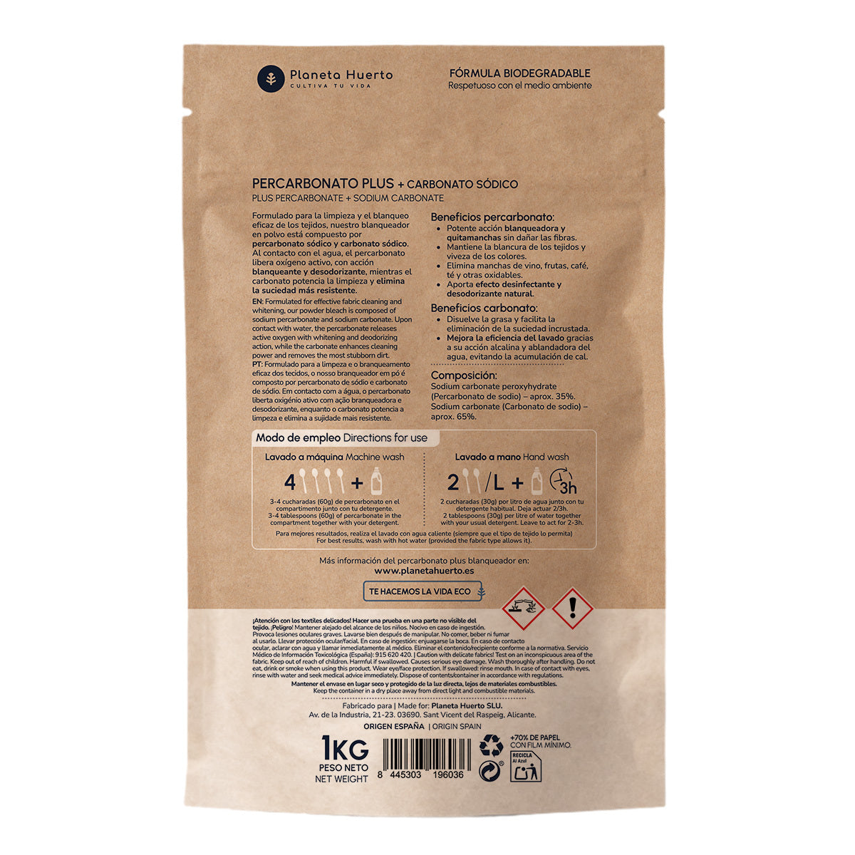 Planeta Huerto Special Laundry Bleach Percarbonate Plus 1 kg