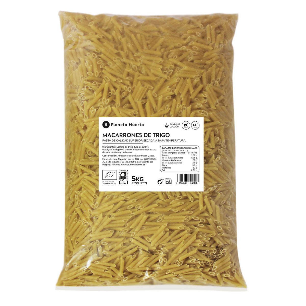 Planeta Huerto Organic Wheat Macaroni 5 kg