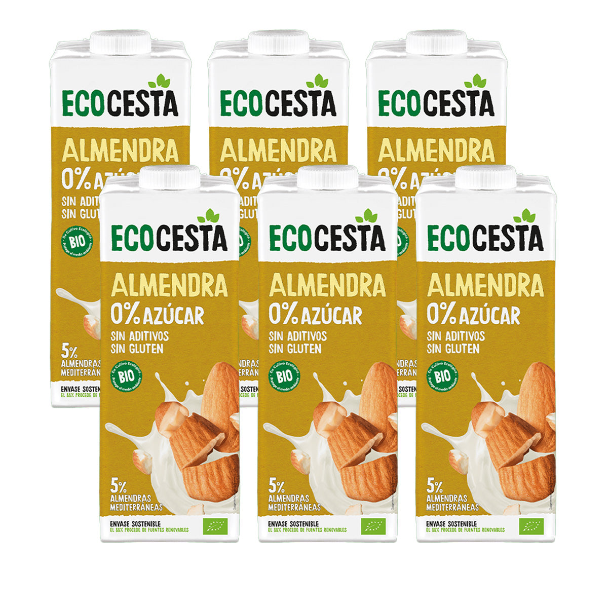 Pakket van 6 x biologische amandeldrank 0% suiker, 1 l Ecocesta