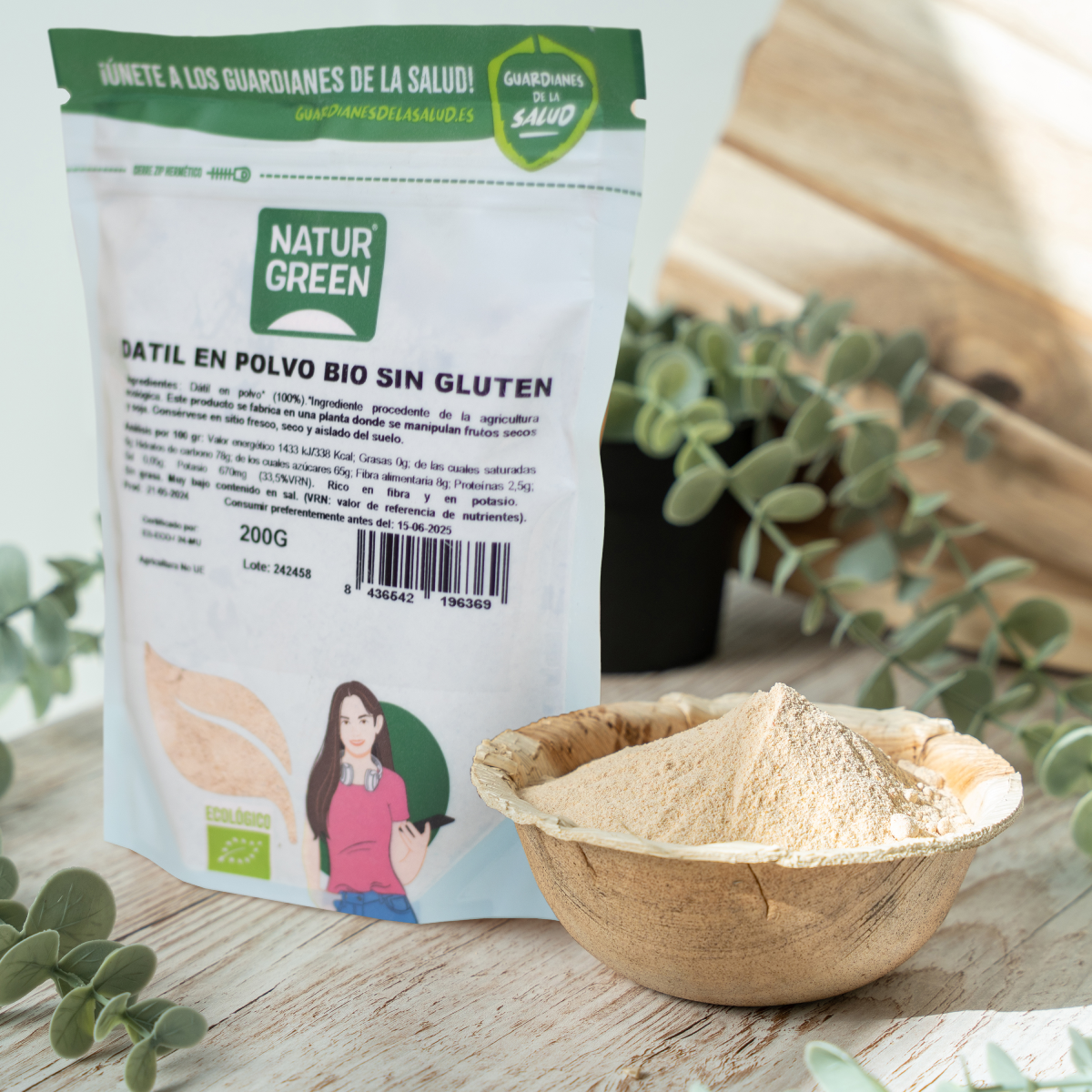 Proszek z daktyli BIO bezglutenowy NaturGreen 200 g