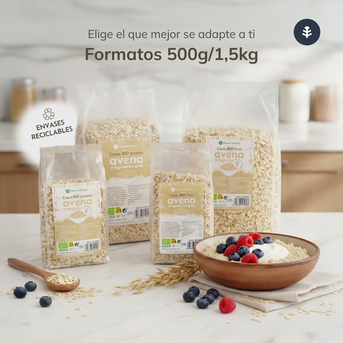 Havreflingor Glutenfri ECO Planeta Huerto 1,5 kg