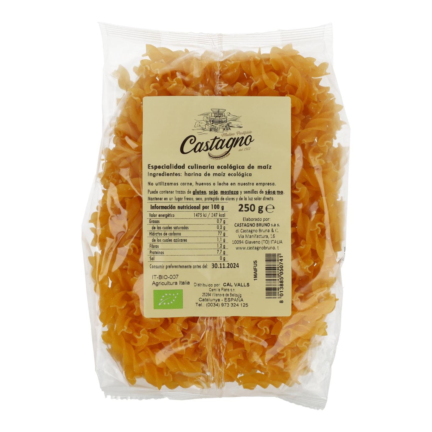 Spirale kukurydziane ECO Castagno 250 g