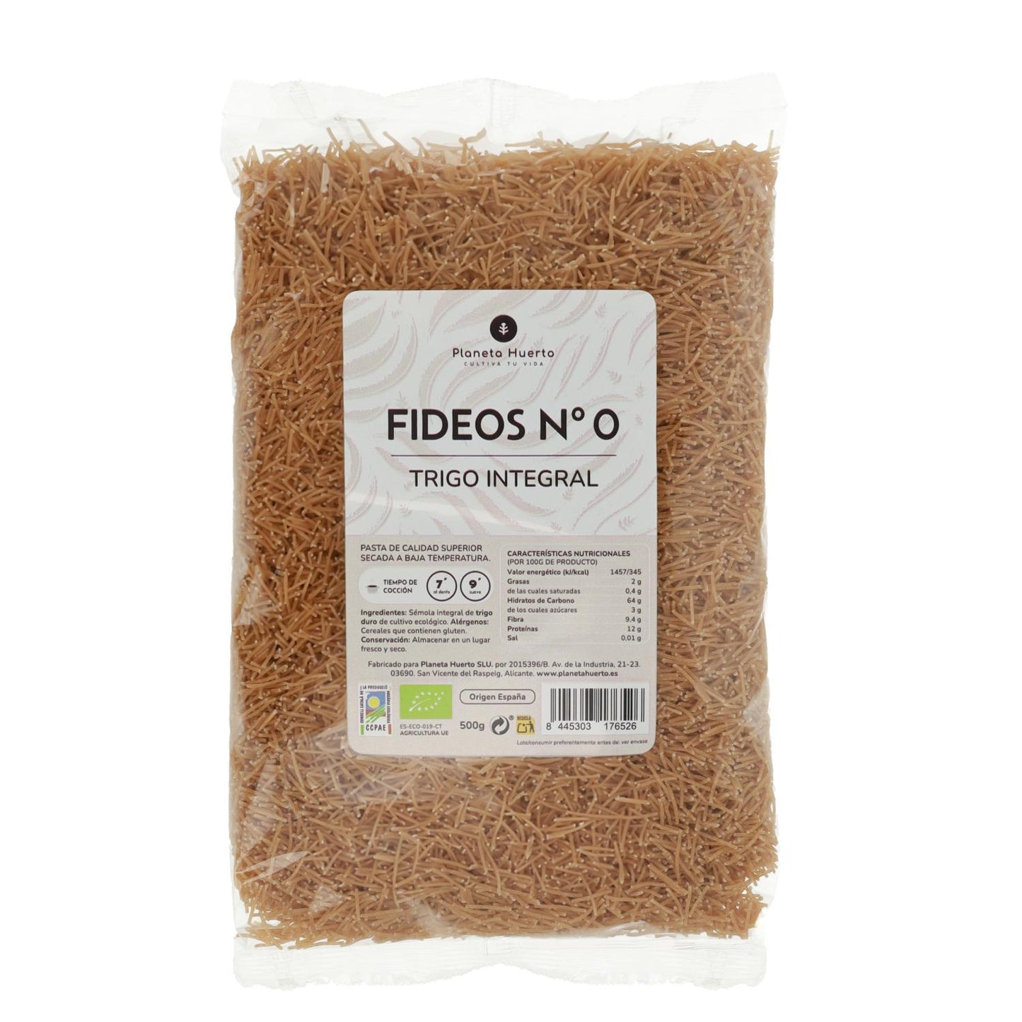 Volkoren noedels nº0 ECO Planeta Huerto 500gr