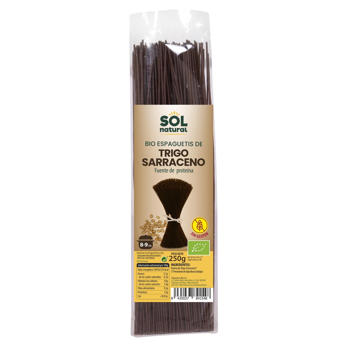 Makaron spaghetti z pszenicy gryczanej bezglutenowy bio Sol Natural 250 g