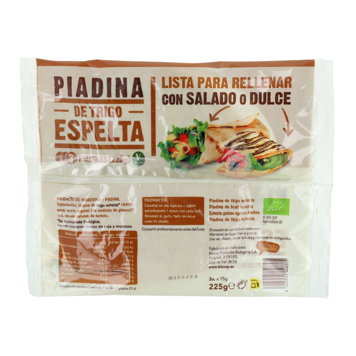 Biocop Organic Spelt Piadina 225 g