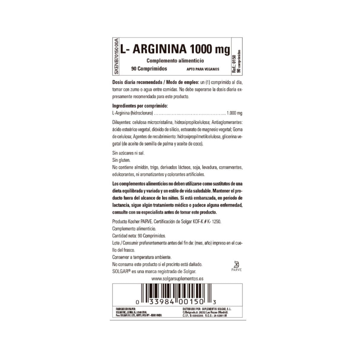 L-Arginin, 90 Tabletten à 1000 mg