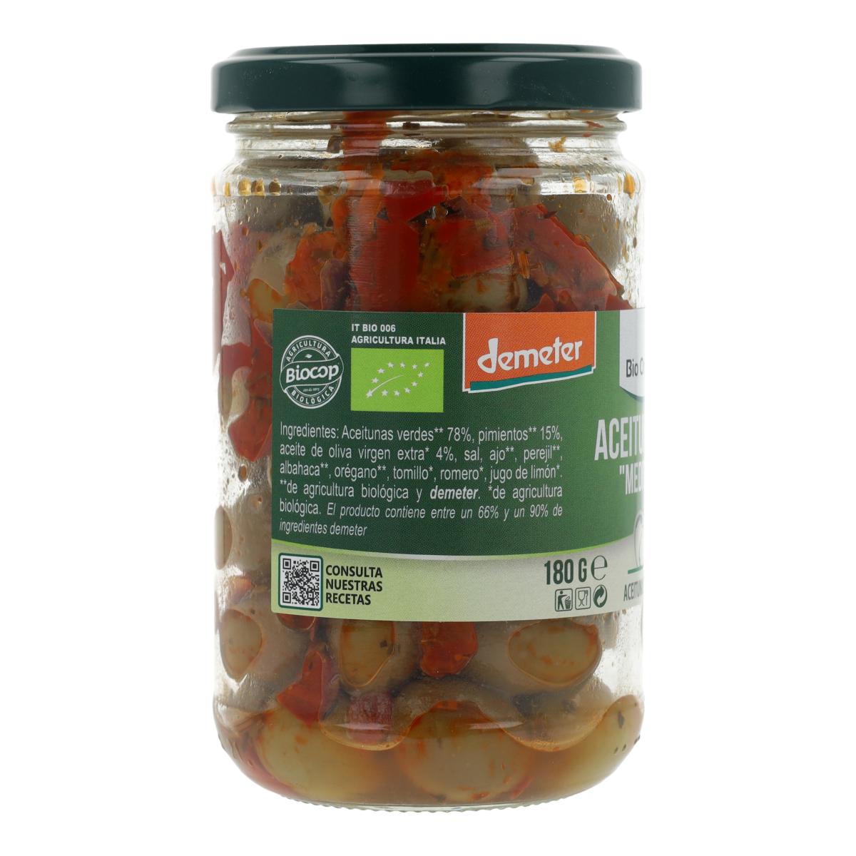 Zielone oliwki z dressingiem śródziemnomorskim Bio Organica Italia 180 g
