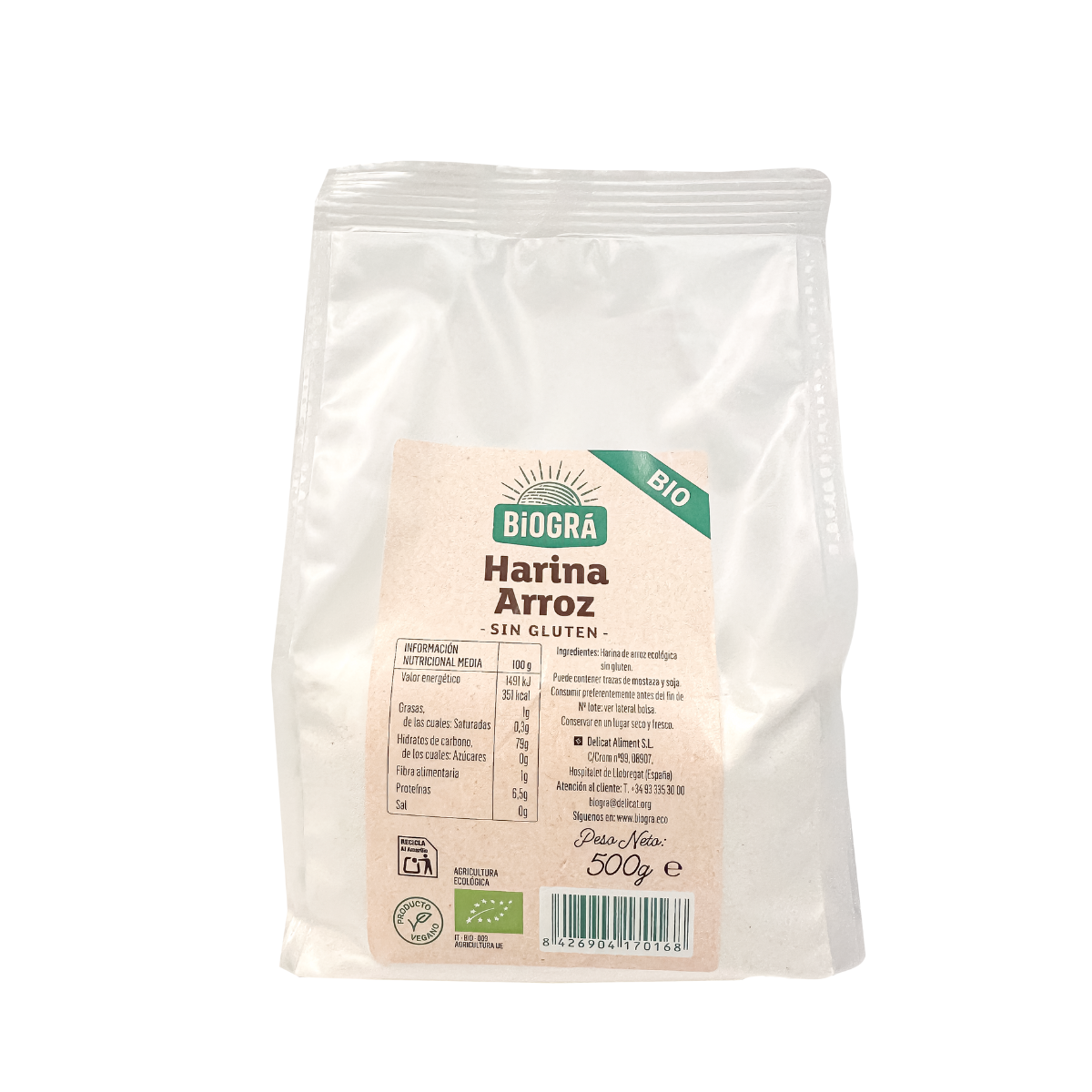 Glutenfreies Bio-Reismehl Biográ 500 g