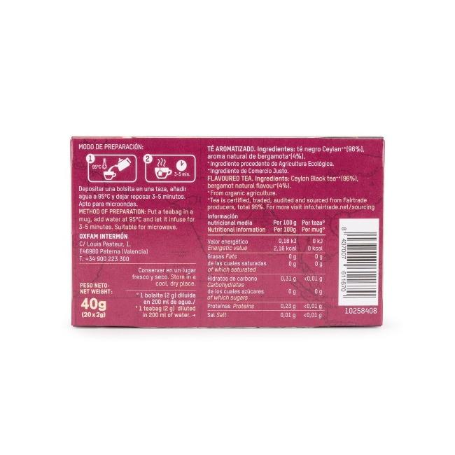 Fair Trade Organic Earl Grey Black Tea Tierra Madre Oxfam Intermón 40 g