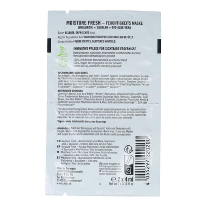 Maseczka nawilżająca z kwasem hialuronowym i aloesem, Sante 2 x 4 ml