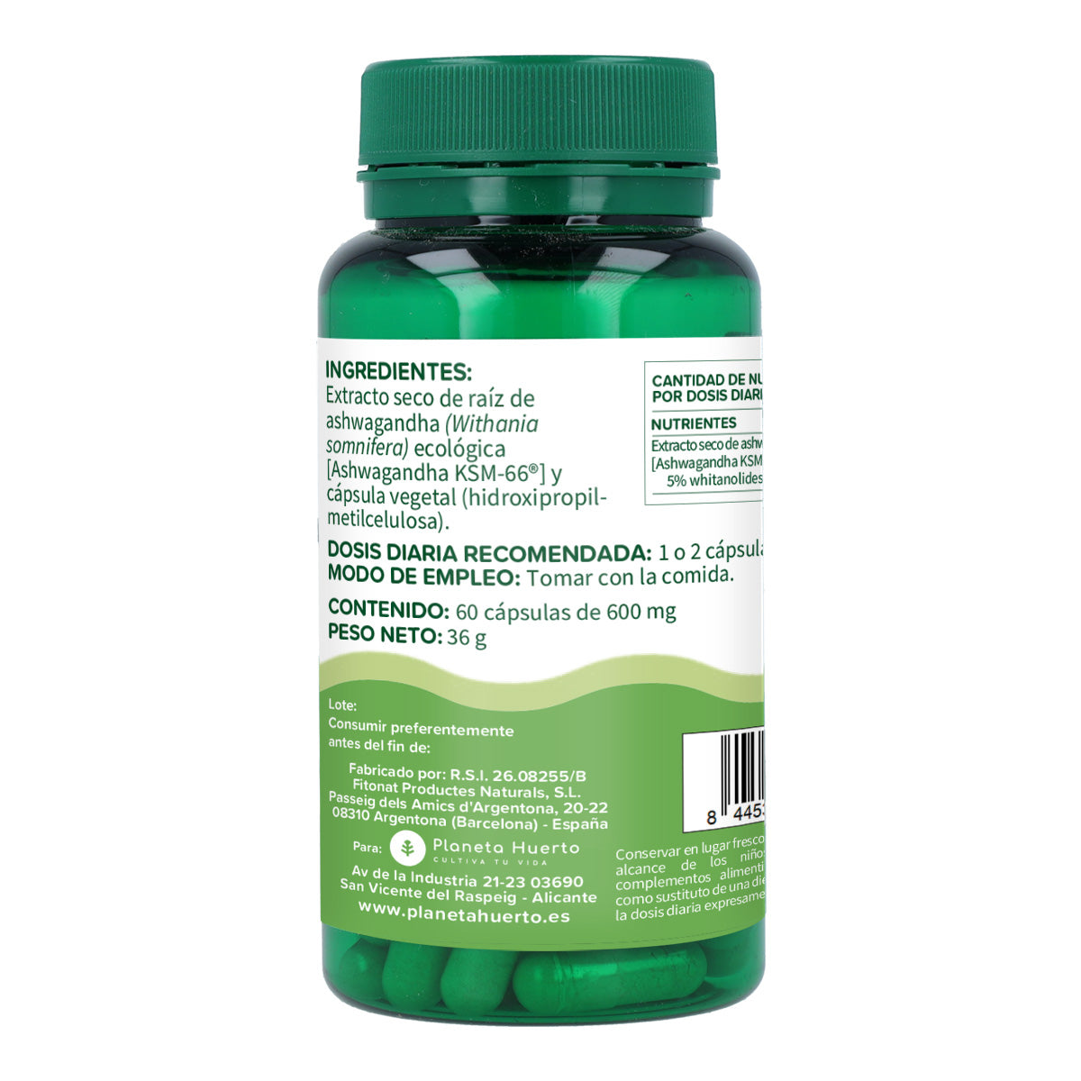 2er-Pack Ashwagandha KSM-66 Planeta Huerto 60 Kapseln