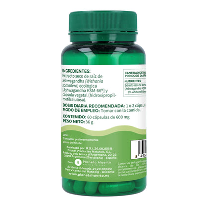 2er-Pack Ashwagandha KSM-66 Planeta Huerto 60 Kapseln
