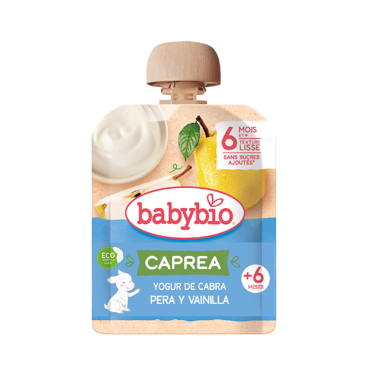 Beutel Ziegenmilchjoghurt, Birne und Vanille (ab 6 Monaten) babybio 85 g