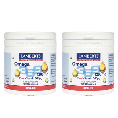 2x Omega 3-6-9 med vitamin D3 Lamberts 120 kapslar